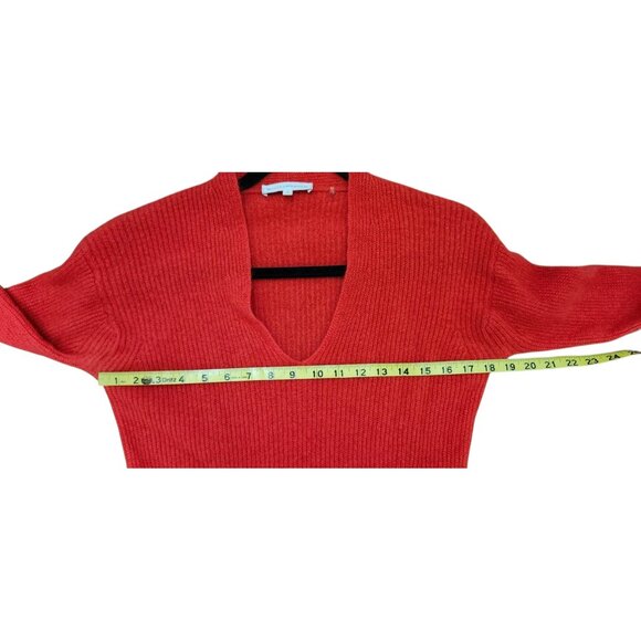 White + Warren - Cashmere Ribbed V Neck Sweater in Auburn Red Size S - Picture 9 of 10